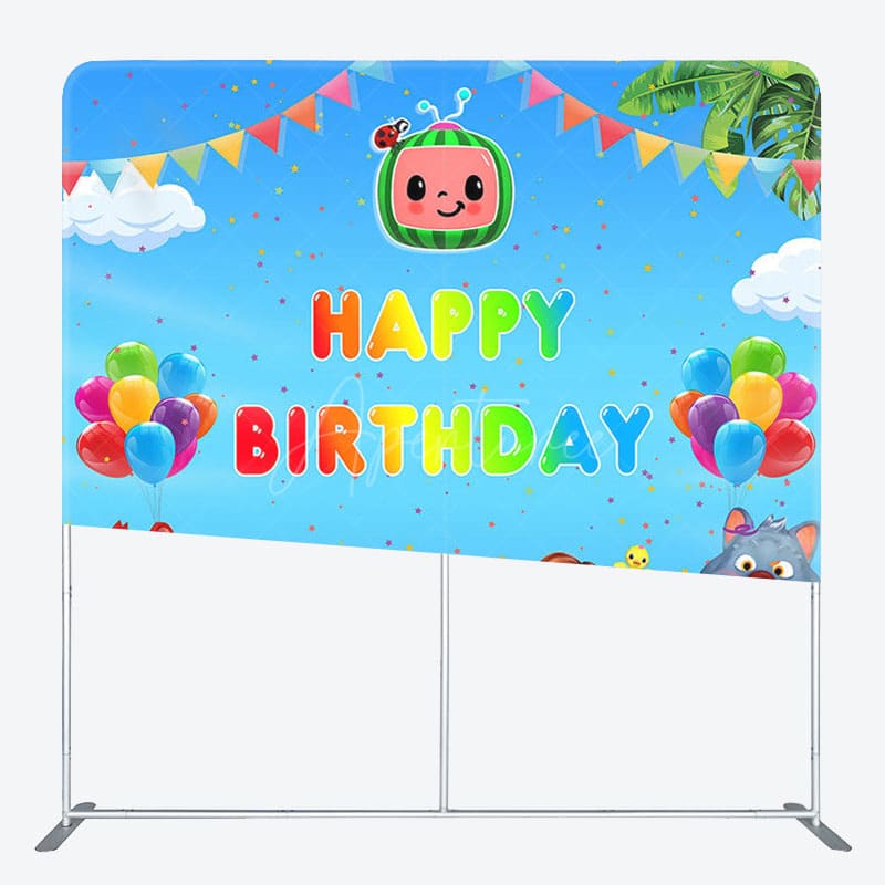 Aperturee - Aperturee Cartoon Family Fabric Backdrop Cover for Birthday Party