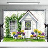 Aperturee - Aperturee Cartoon Floral Plants House Spring Fresh Backdrop