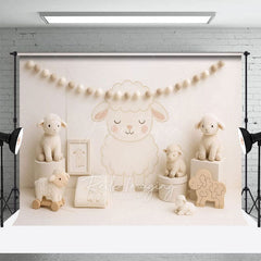 Aperturee - Aperturee Cartoon Lambs White Photography Cake Smash Backdrop