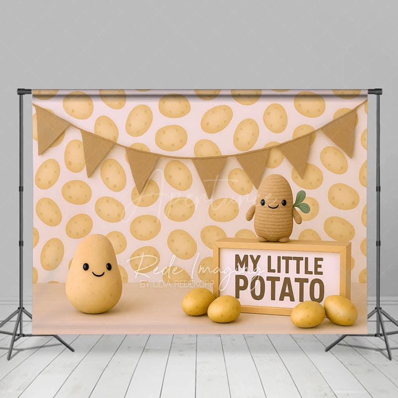Aperturee - Aperturee Cartoon My Little Potato Sweet Cake Smash Backdrop