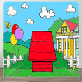 Aperturee - Aperturee Cartoon Outdoor Red House Grass Pillow Case Backdrop