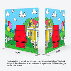Aperturee - Aperturee Cartoon Outdoor Red House Grass Pillow Case Backdrop
