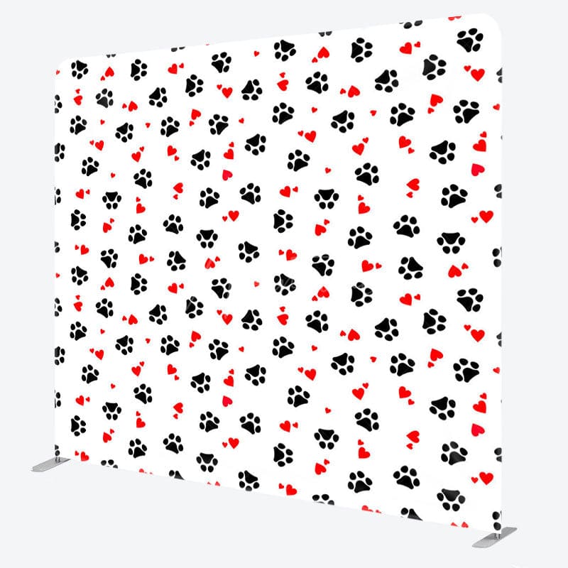 Aperturee - Aperturee Cartoon Paw In Paw Birthday Square Tension Backdrop