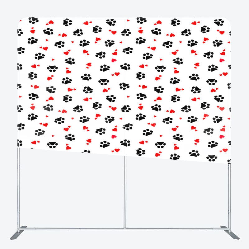 Aperturee - Aperturee Cartoon Paw In Paw Birthday Square Tension Backdrop