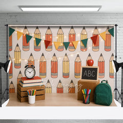 Aperturee - Aperturee Cartoon Pencil Class Theme Cute Cake Smash Backdrop