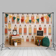 Aperturee - Aperturee Cartoon Pencil Class Theme Cute Cake Smash Backdrop