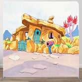 Aperturee - Aperturee Cartoon Primitive Man Cave Square Tension Backdrop