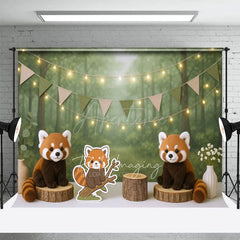 Aperturee - Aperturee Cartoon Raccoon Forest Jungle Cake Smash Backdrop
