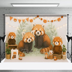 Aperturee - Aperturee Cartoon Raccoon Jungle Birthday Cake Smash Backdrop