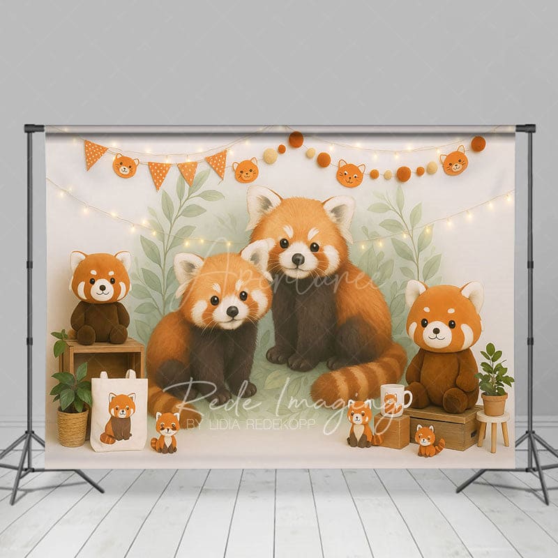 Aperturee - Aperturee Cartoon Raccoon Jungle Birthday Cake Smash Backdrop