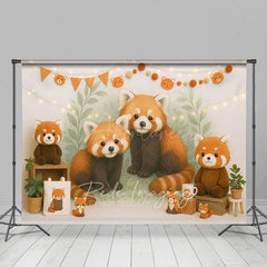 Aperturee - Aperturee Cartoon Raccoon Jungle Birthday Cake Smash Backdrop