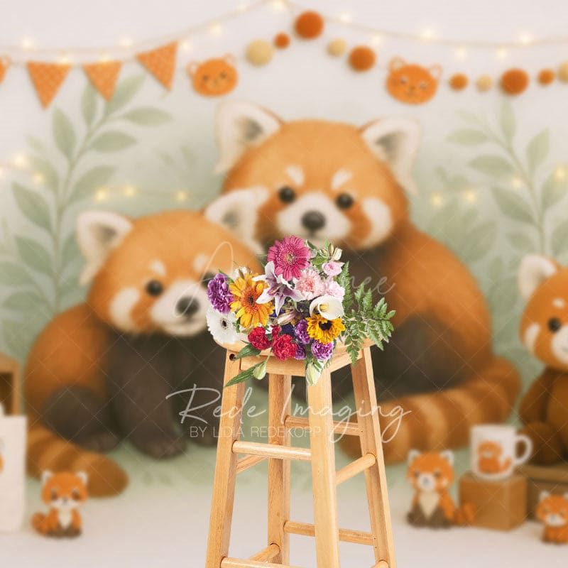 Aperturee - Aperturee Cartoon Raccoon Jungle Birthday Cake Smash Backdrop