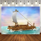 Aperturee - Aperturee Cartoon Sailing Boat Fantasy Drifting Party Backdrop