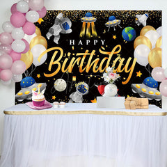 Aperturee - Aperturee Cartoon Starry Sky Balloons Happy Birthday Backdrop