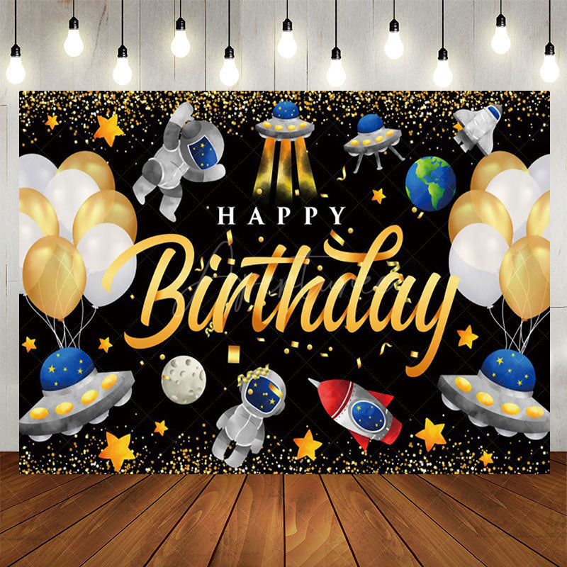 Aperturee - Aperturee Cartoon Starry Sky Balloons Happy Birthday Backdrop