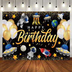 Aperturee - Aperturee Cartoon Starry Sky Balloons Happy Birthday Backdrop