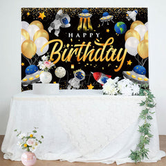 Aperturee - Aperturee Cartoon Starry Sky Balloons Happy Birthday Backdrop