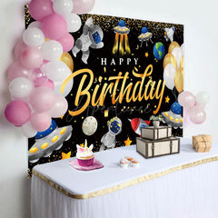 Aperturee - Aperturee Cartoon Starry Sky Balloons Happy Birthday Backdrop