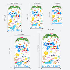 Aperturee - Aperturee Cartoon Summer Pool Party Birthday Arch Backdrop