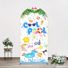 Aperturee - Aperturee Cartoon Summer Pool Party Birthday Arch Backdrop