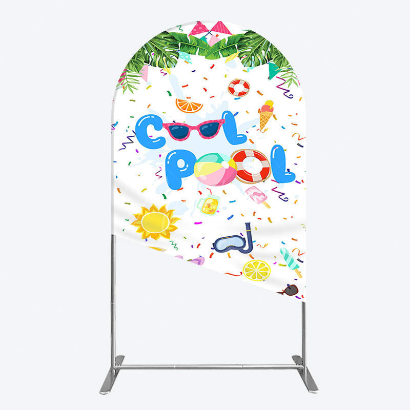 Aperturee - Aperturee Cartoon Summer Pool Party Birthday Arch Backdrop