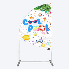 Aperturee - Aperturee Cartoon Summer Pool Party Birthday Half Moon Arch Backdrop