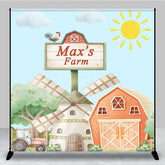 Aperturee - Aperturee Cartoon Sunny Windmill Farm Custom Birthday Backdrop