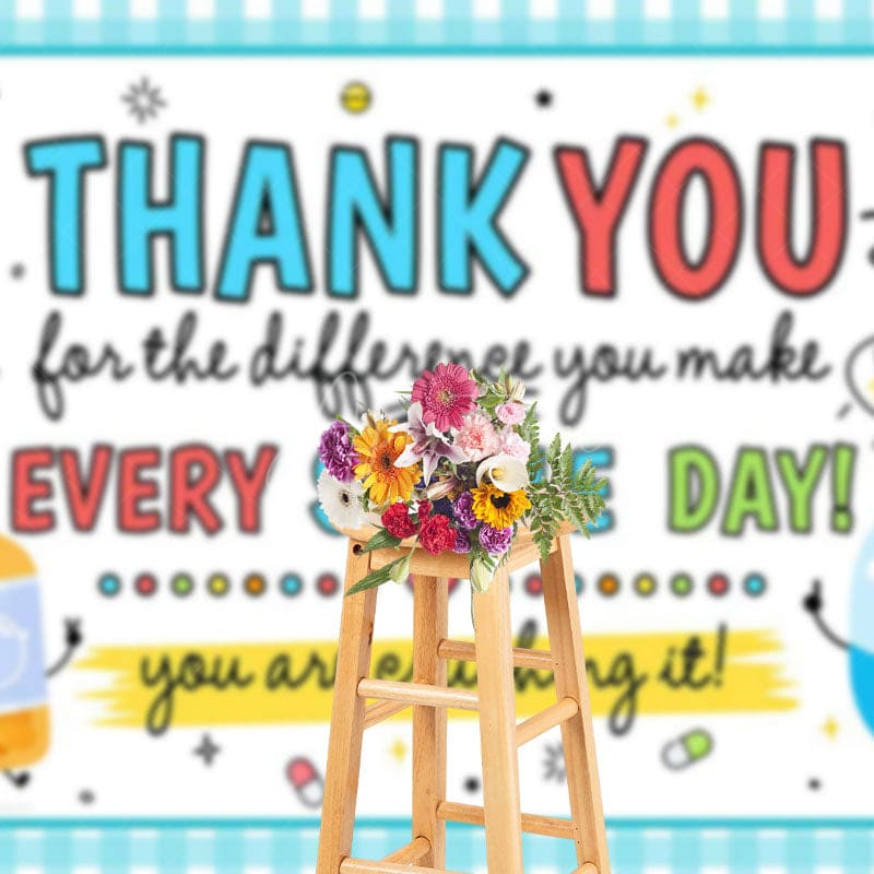 Aperturee - Aperturee Cartoon Thank You For All You Make Everyday Backdrop