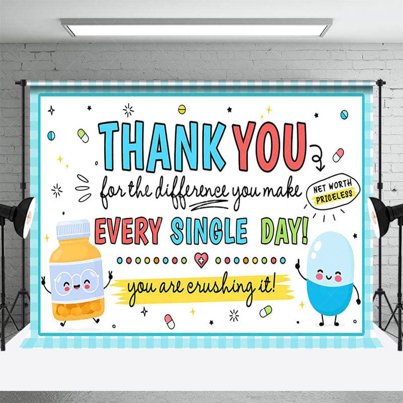 Aperturee - Aperturee Cartoon Thank You For All You Make Everyday Backdrop