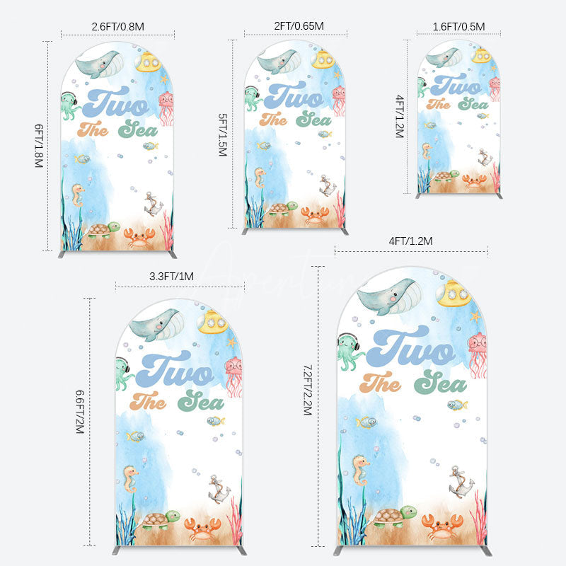 Aperturee - Aperturee Cartoon Two The Sea Fresh Birthday Arch Backdrop