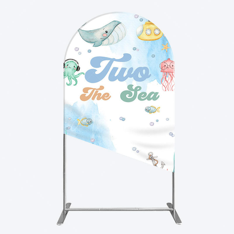 Aperturee - Aperturee Cartoon Two The Sea Fresh Birthday Arch Backdrop