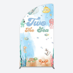Aperturee - Aperturee Cartoon Two The Sea Fresh Birthday Half Moon Arch Backdrop