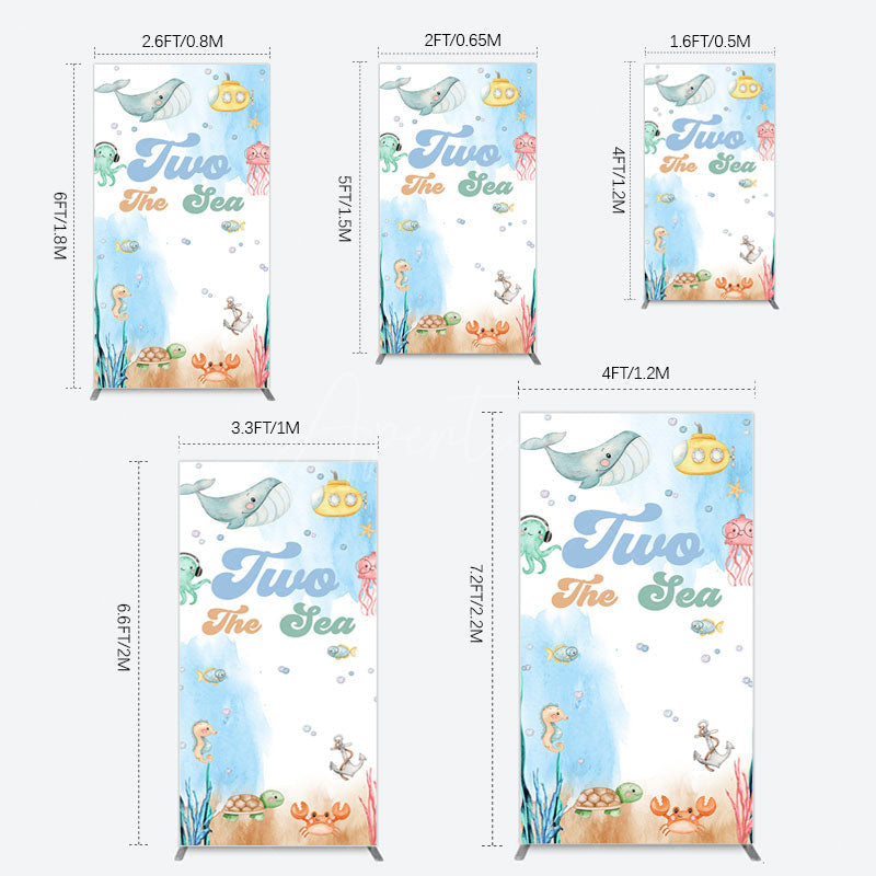 Aperturee - Aperturee Cartoon Two The Sea Fresh Birthday Rectangle Backdrop