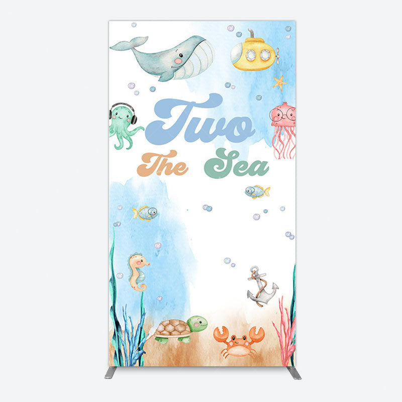 Aperturee - Aperturee Cartoon Two The Sea Fresh Birthday Rectangle Backdrop