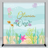 Aperturee - Aperturee Cartoon Under The Sea Mermaid Birthday Backdrop