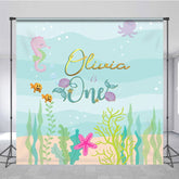 Aperturee - Aperturee Cartoon Under The Sea Mermaid Birthday Backdrop