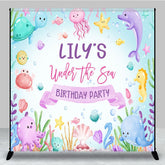 Aperturee - Aperturee Cartoon Under The Sea Summer Custom Birthday Backdrop