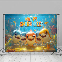 Aperturee - Aperturee Cartoon Undersea World Happy Shark Week Backdrop