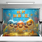 Aperturee - Aperturee Cartoon Undersea World Happy Shark Week Backdrop