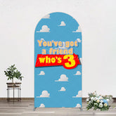 Aperturee - Aperturee Cartoon Who Is 3 Clouds Happy Birthday Arch Backdrop