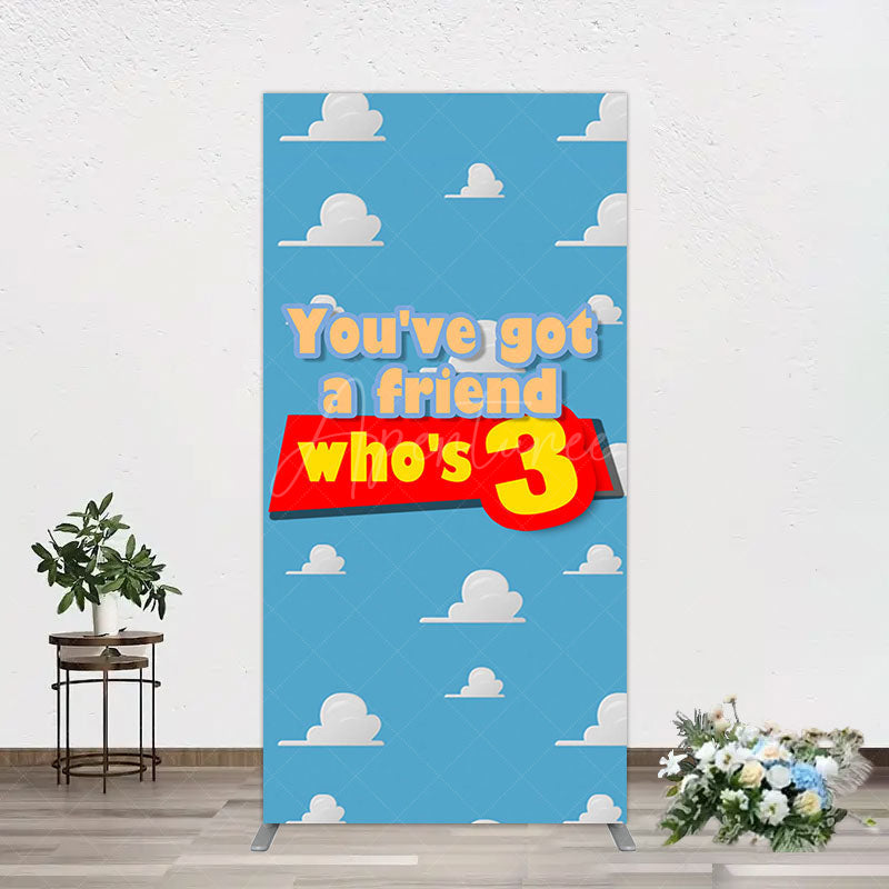 Aperturee - Aperturee Cartoon Who Is 3 Clouds Happy Birthday Rectangle Backdrop