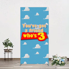 Aperturee - Aperturee Cartoon Who Is 3 Clouds Happy Birthday Rectangle Backdrop