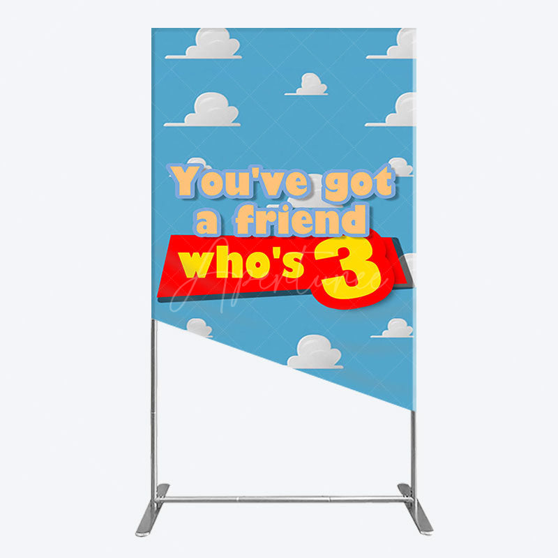 Aperturee - Aperturee Cartoon Who Is 3 Clouds Happy Birthday Rectangle Backdrop
