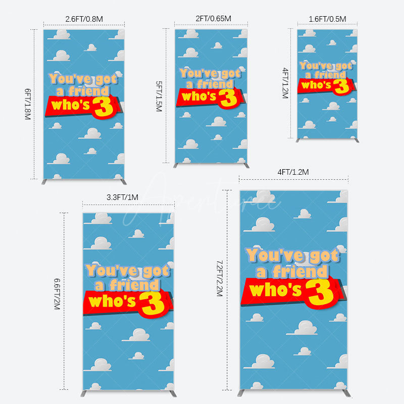 Aperturee - Aperturee Cartoon Who Is 3 Clouds Happy Birthday Rectangle Backdrop