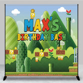 Aperturee - Aperturee Cartoon Words Green Scene Custom Birthday Backdrop