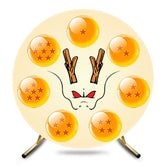 Aperturee - Aperturee Cartoon Yellow Balls Dragon Round Birthday Backdrop