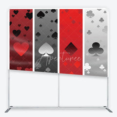Aperturee - Aperturee Casino Poker Card Suits Tension Fabric Backdrop Las Vegas Night Theme Photography Background Alice Party Decor