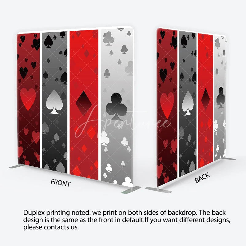 Aperturee - Aperturee Casino Poker Card Suits Tension Fabric Backdrop Las Vegas Night Theme Photography Background Alice Party Decor