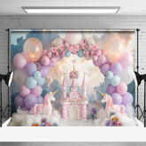 Aperturee - Aperturee Castle Unicorn Paradise Balloon Photography Backdrop