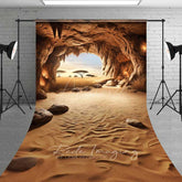 Aperturee Aperturee Cave Entrance Sweep Photography Backdrop with Floor View of African Savanna Nature Scenery with Acacia Trees Photo Prop